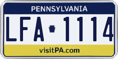 PA license plate LFA1114