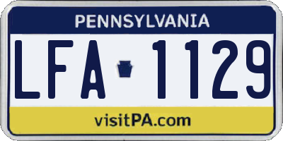 PA license plate LFA1129