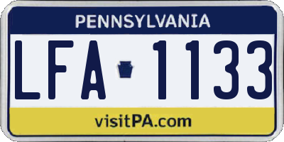 PA license plate LFA1133