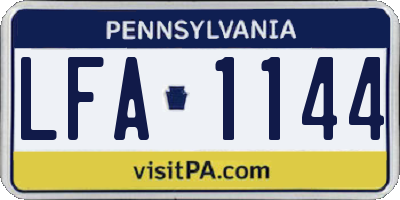 PA license plate LFA1144