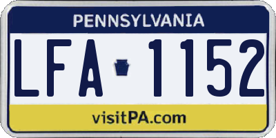 PA license plate LFA1152