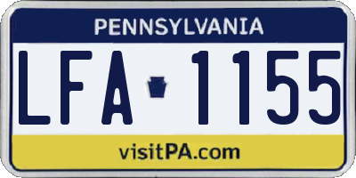 PA license plate LFA1155