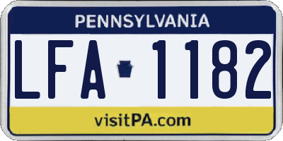 PA license plate LFA1182