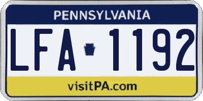 PA license plate LFA1192