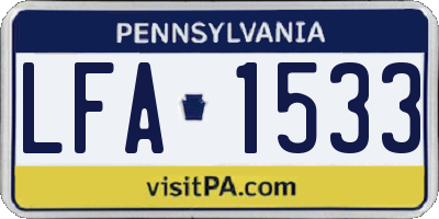 PA license plate LFA1533