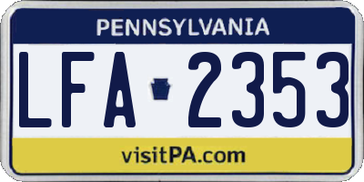 PA license plate LFA2353