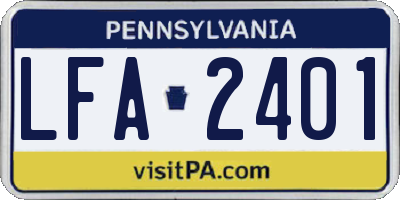 PA license plate LFA2401