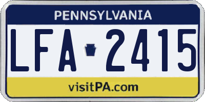 PA license plate LFA2415