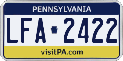 PA license plate LFA2422