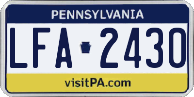 PA license plate LFA2430