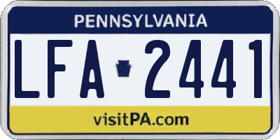 PA license plate LFA2441