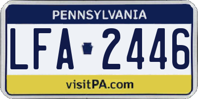 PA license plate LFA2446