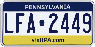PA license plate LFA2449
