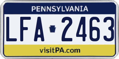 PA license plate LFA2463