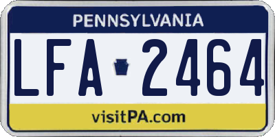 PA license plate LFA2464