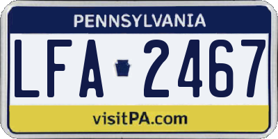PA license plate LFA2467