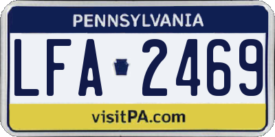 PA license plate LFA2469