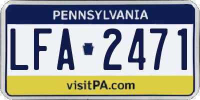 PA license plate LFA2471