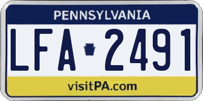 PA license plate LFA2491