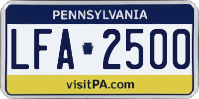 PA license plate LFA2500