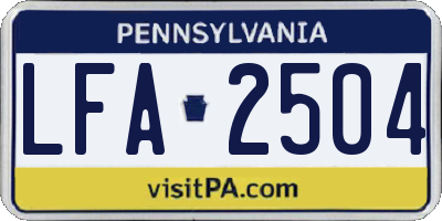 PA license plate LFA2504
