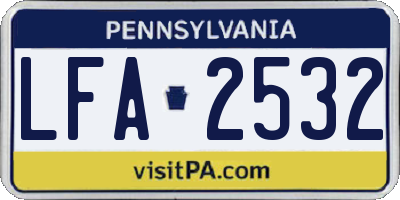 PA license plate LFA2532