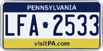 PA license plate LFA2533