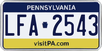 PA license plate LFA2543