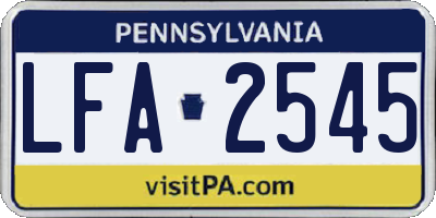 PA license plate LFA2545
