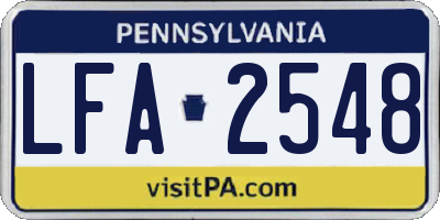 PA license plate LFA2548