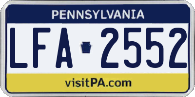 PA license plate LFA2552