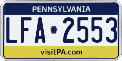 PA license plate LFA2553
