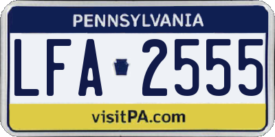 PA license plate LFA2555