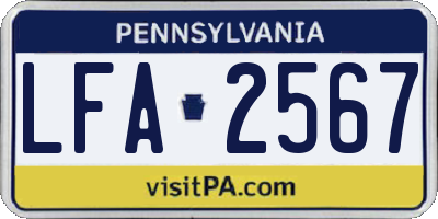PA license plate LFA2567