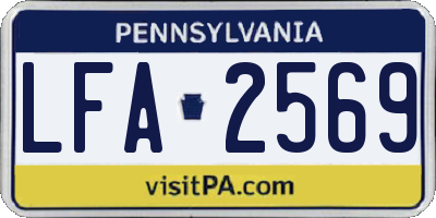PA license plate LFA2569