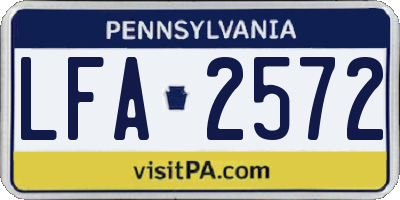 PA license plate LFA2572