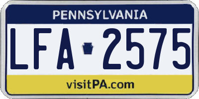PA license plate LFA2575