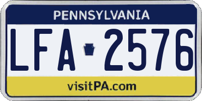 PA license plate LFA2576