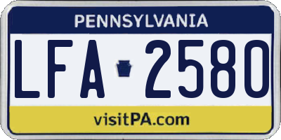 PA license plate LFA2580