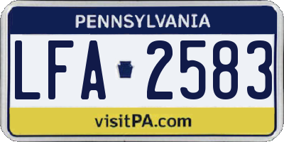 PA license plate LFA2583