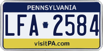 PA license plate LFA2584