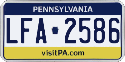 PA license plate LFA2586
