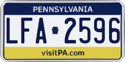 PA license plate LFA2596