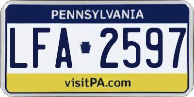 PA license plate LFA2597