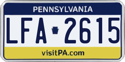 PA license plate LFA2615
