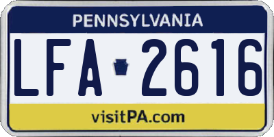 PA license plate LFA2616