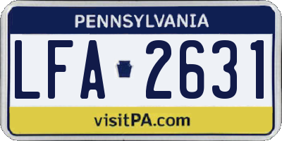 PA license plate LFA2631