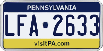 PA license plate LFA2633