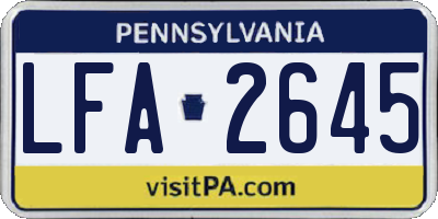 PA license plate LFA2645