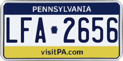 PA license plate LFA2656